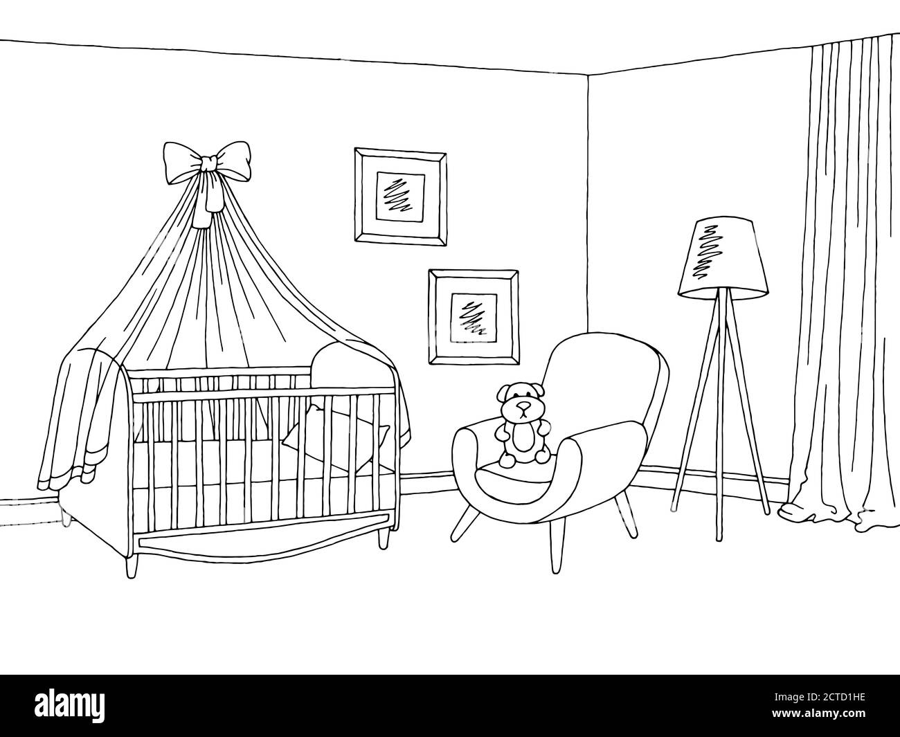 Комната для новорожденного раскраска