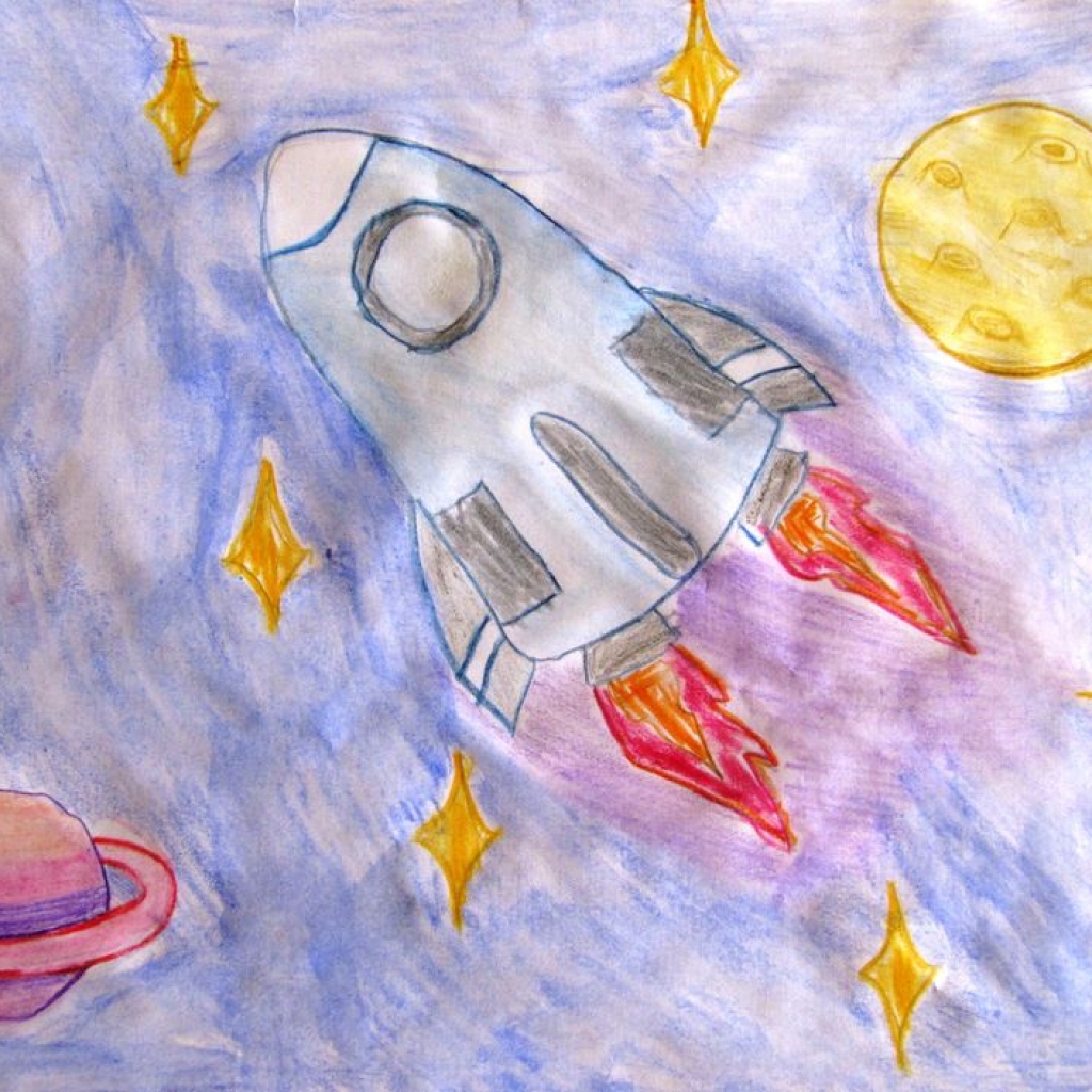 Рисуем космос 3 класс поэтапно. Космос рисунок для детей. Рисунок на тему космонавтики. Рисунок ко Дню космонавтики. Рисунок на день космонавтики для детей.