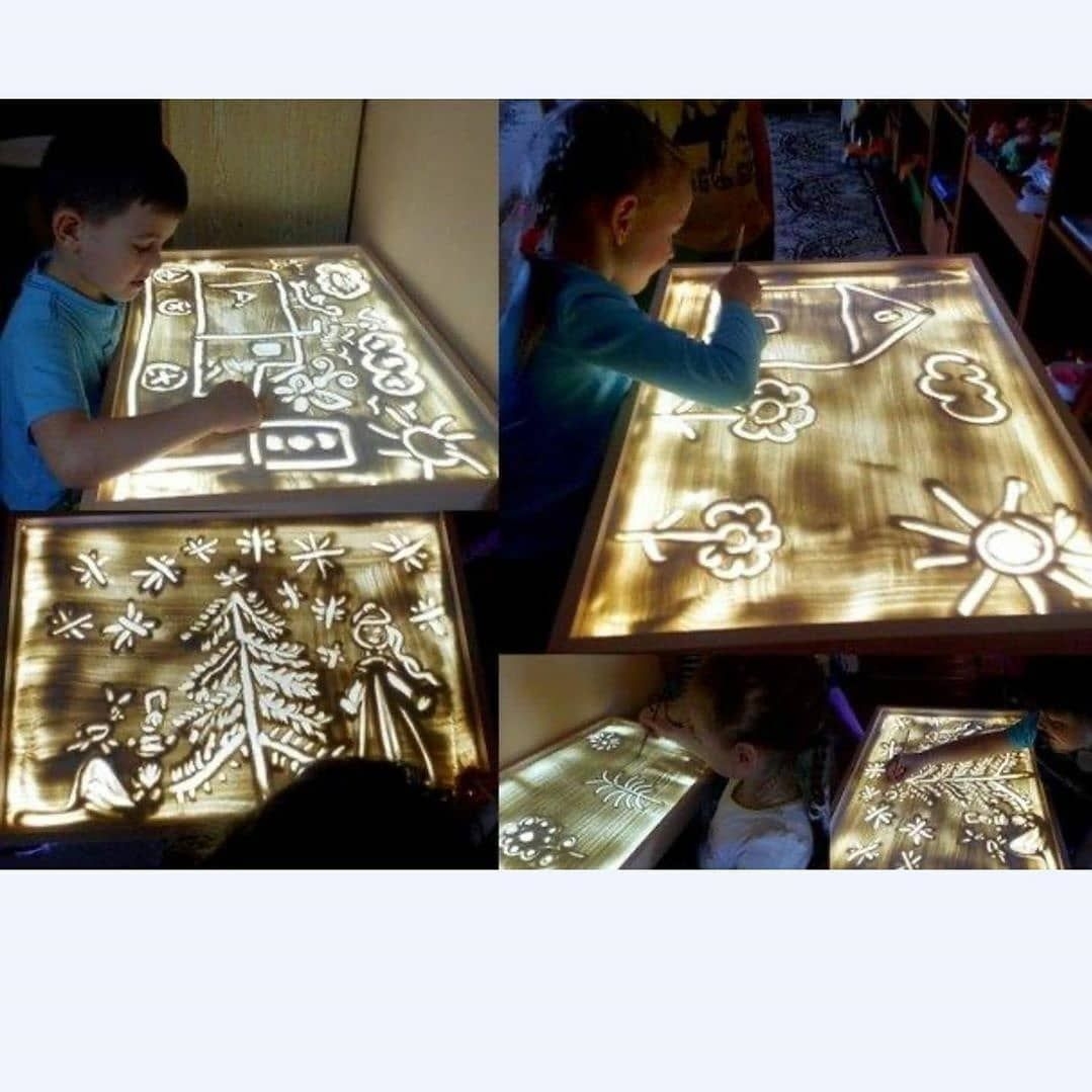 светящийся стол для рисования песком с крышкой