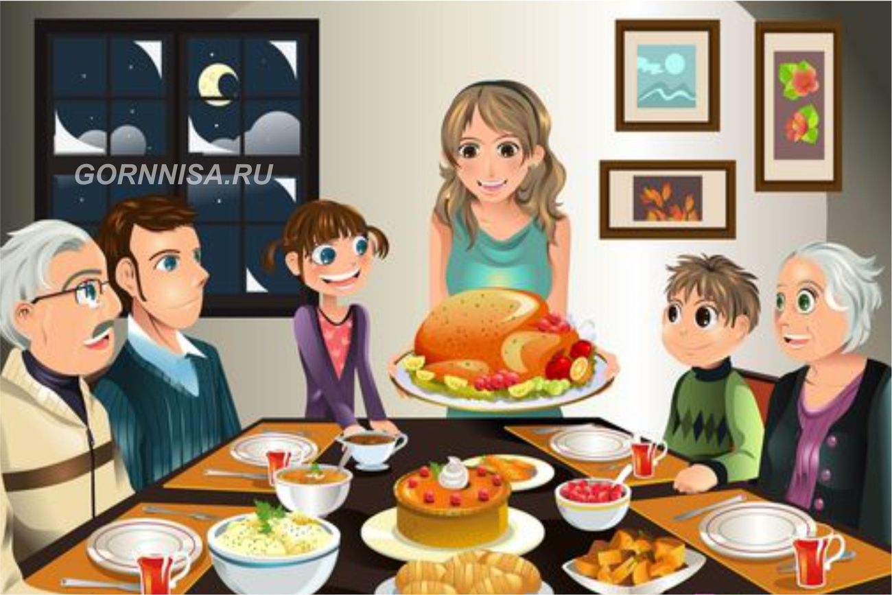 Семья за столом иллюстрация