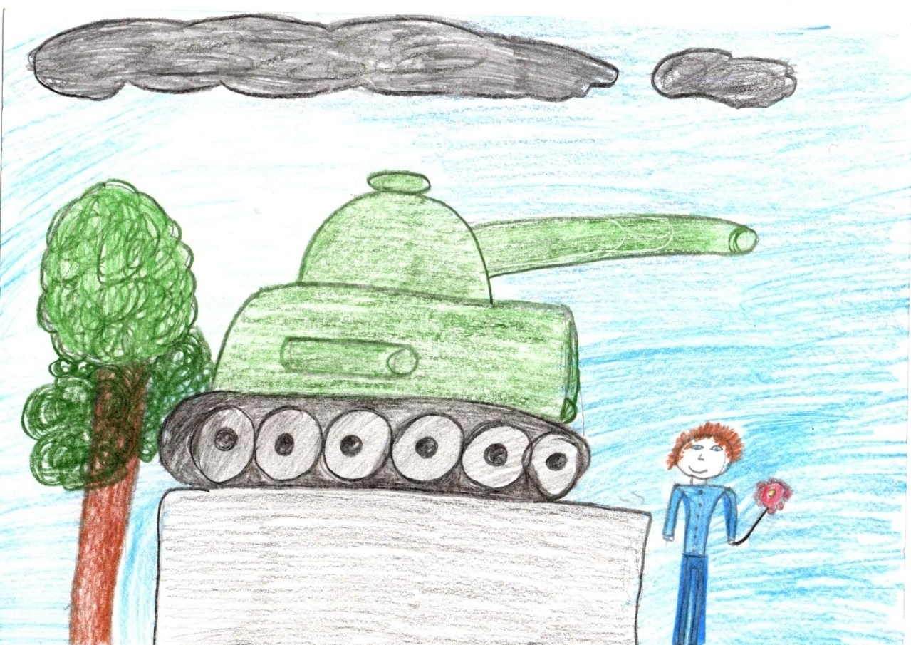 Танкист в танке детский рисунок