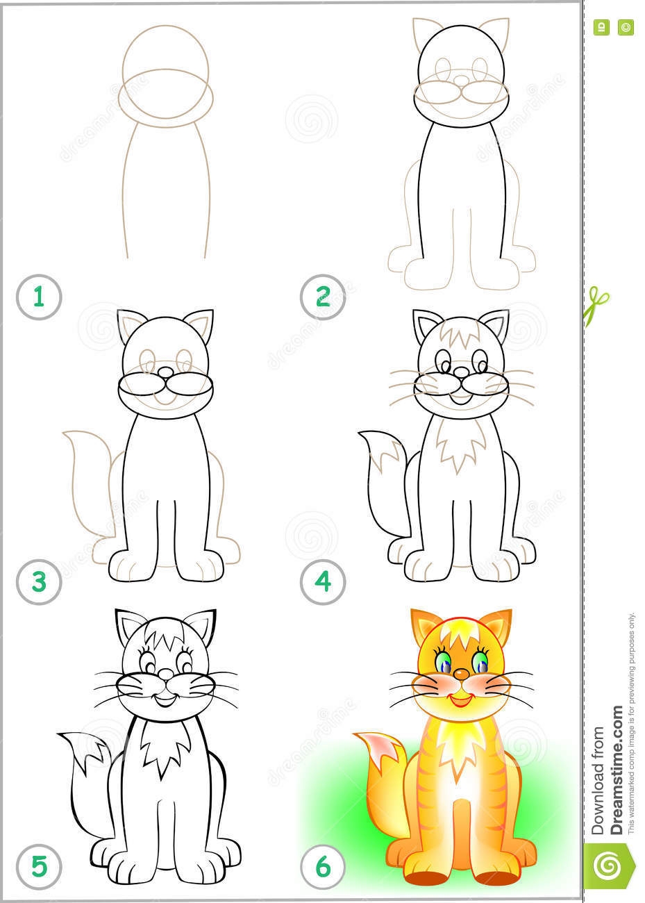 Как нарисовать котика по фигурам