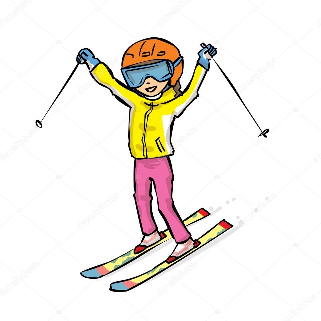 Человек катается на лыжах рисунок