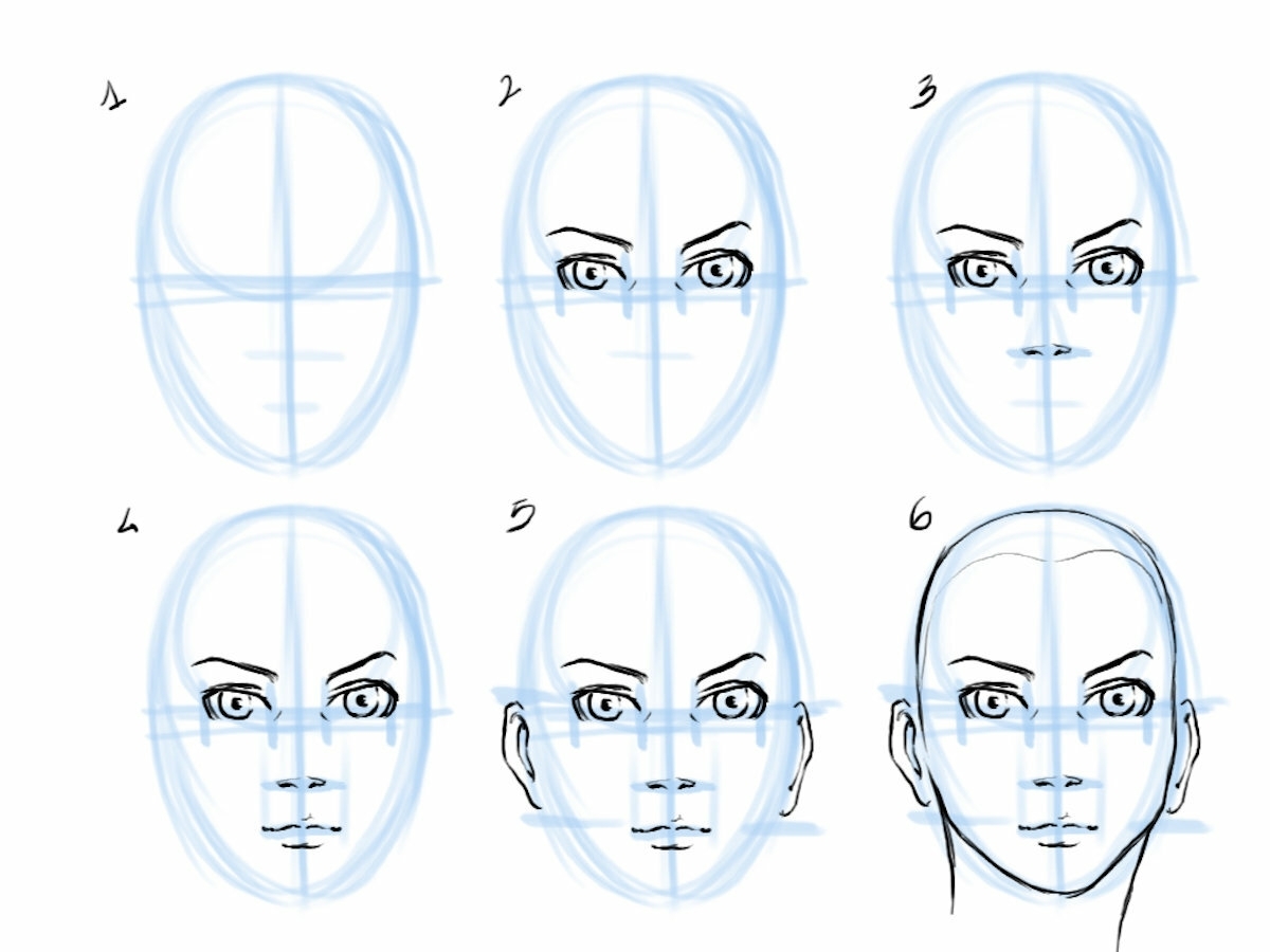 Схема рисования лица для начинающих