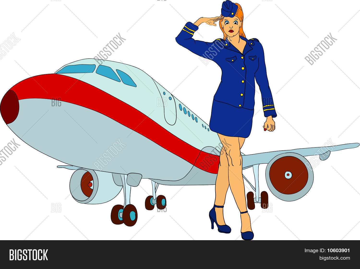Девушка пилот самолета рисунок