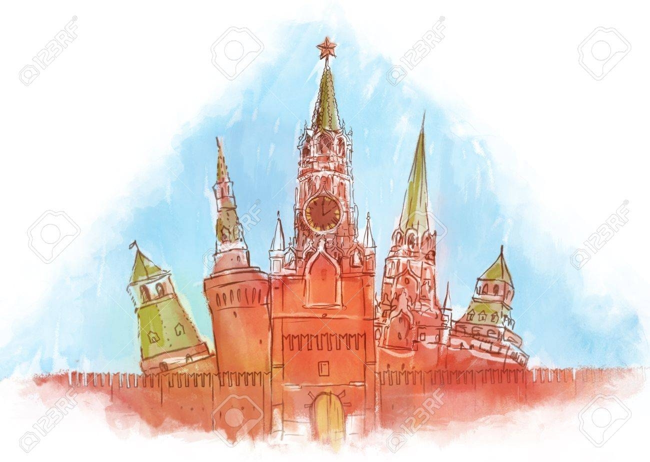 Кремль Москва на белом фоне