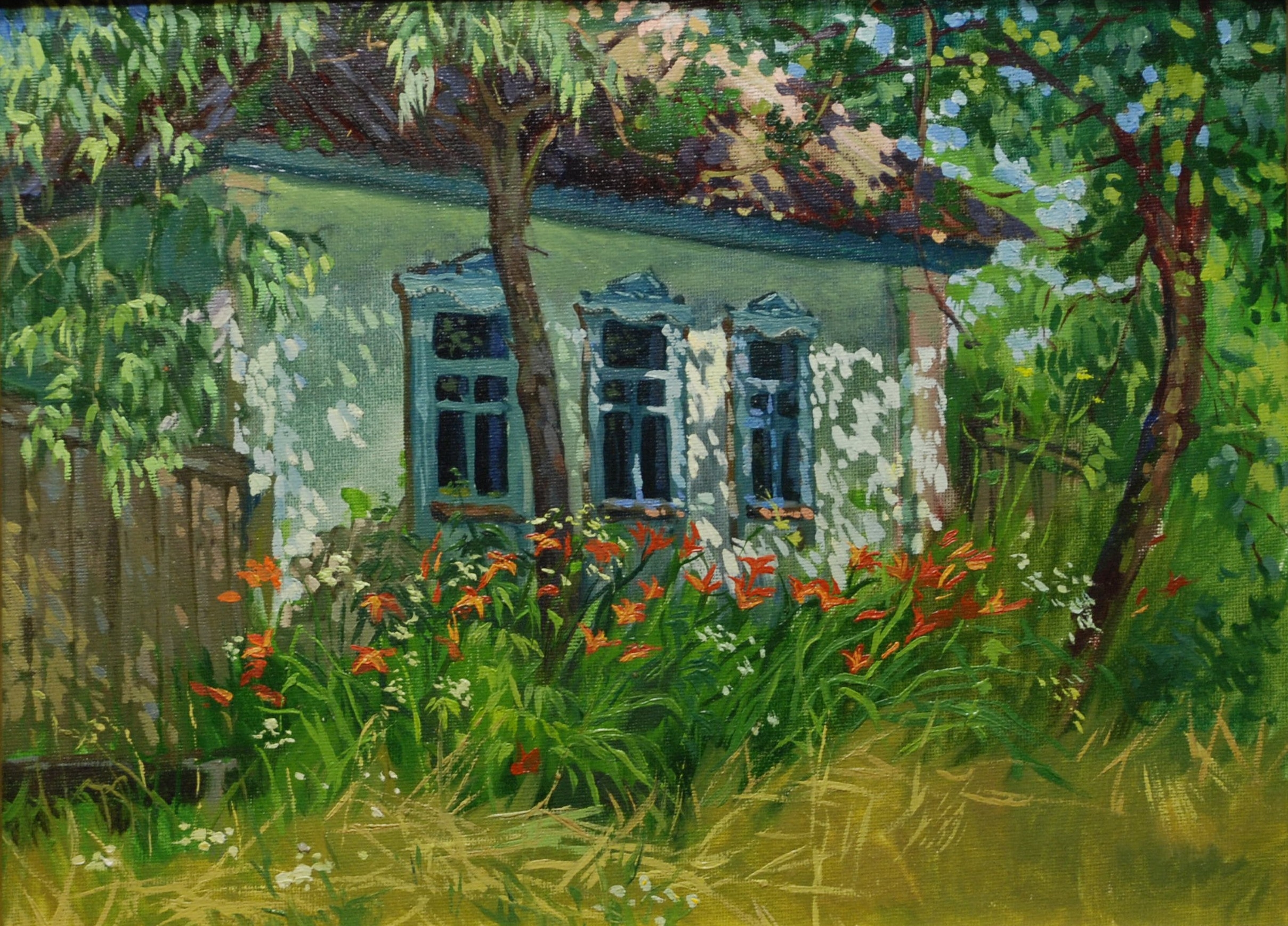 Школа милый дом мой родной. Бабушкин палисадник живопись. Живопись русская деревня Палисад.