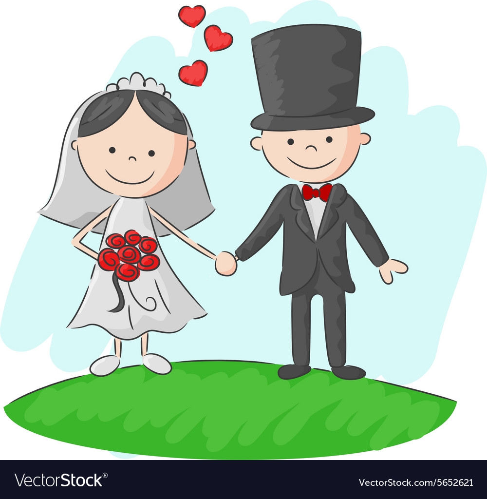 Нарисованный жених и невеста в сердечке