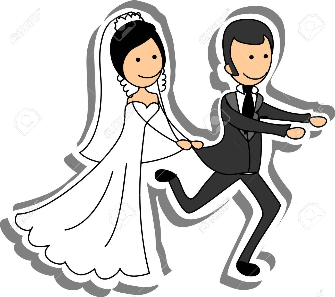 Танцующие жених невеста вектор