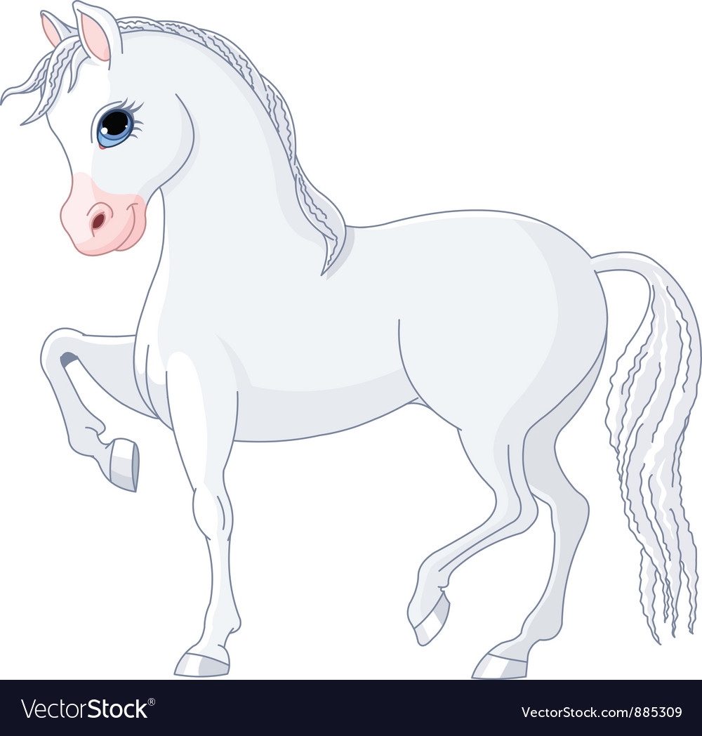 Белый конь мультяшный