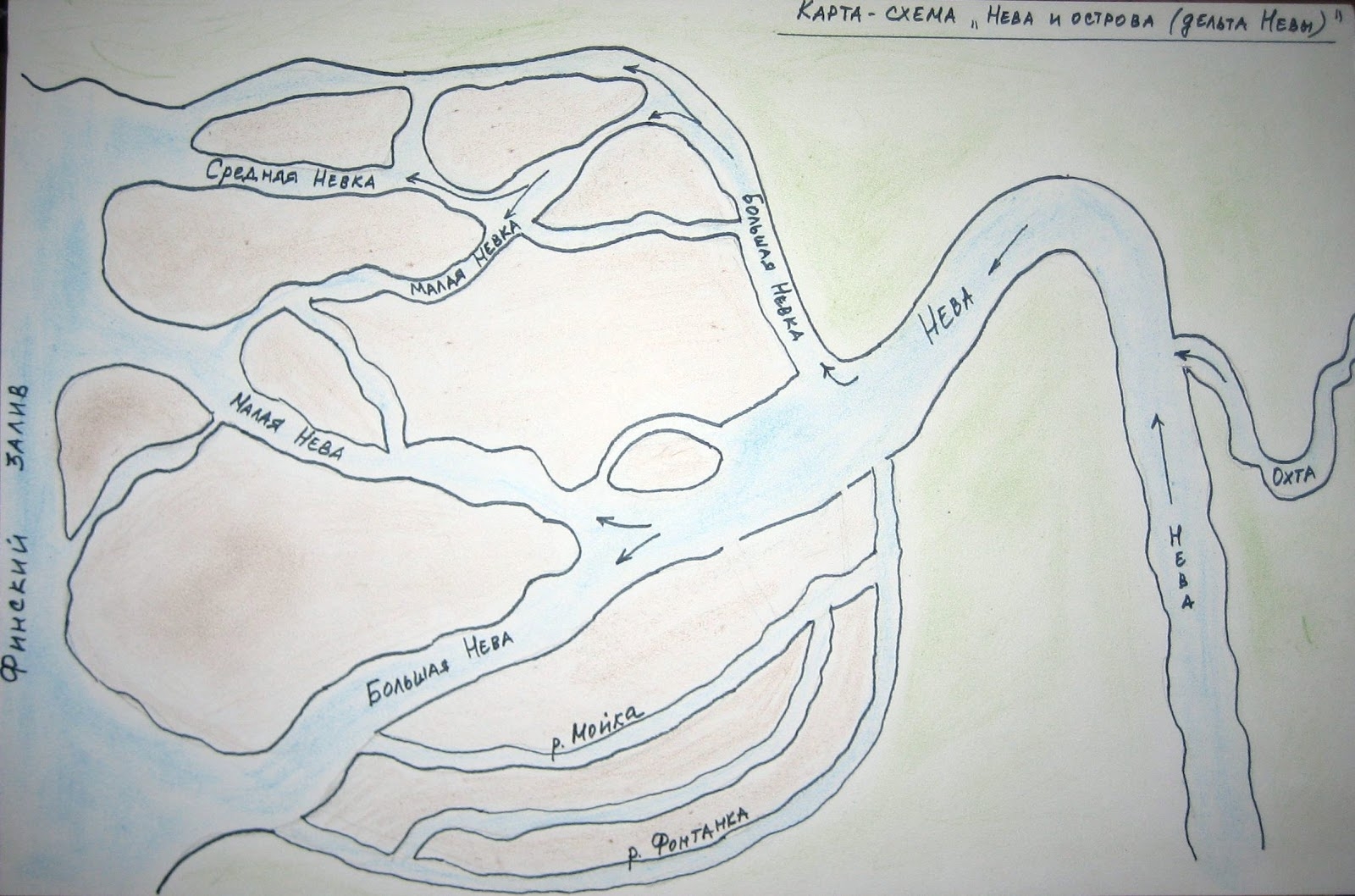 Устье реки Невы на карте