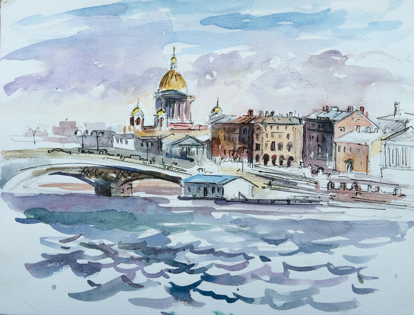 Санкт-Петербург пейзаж акварель