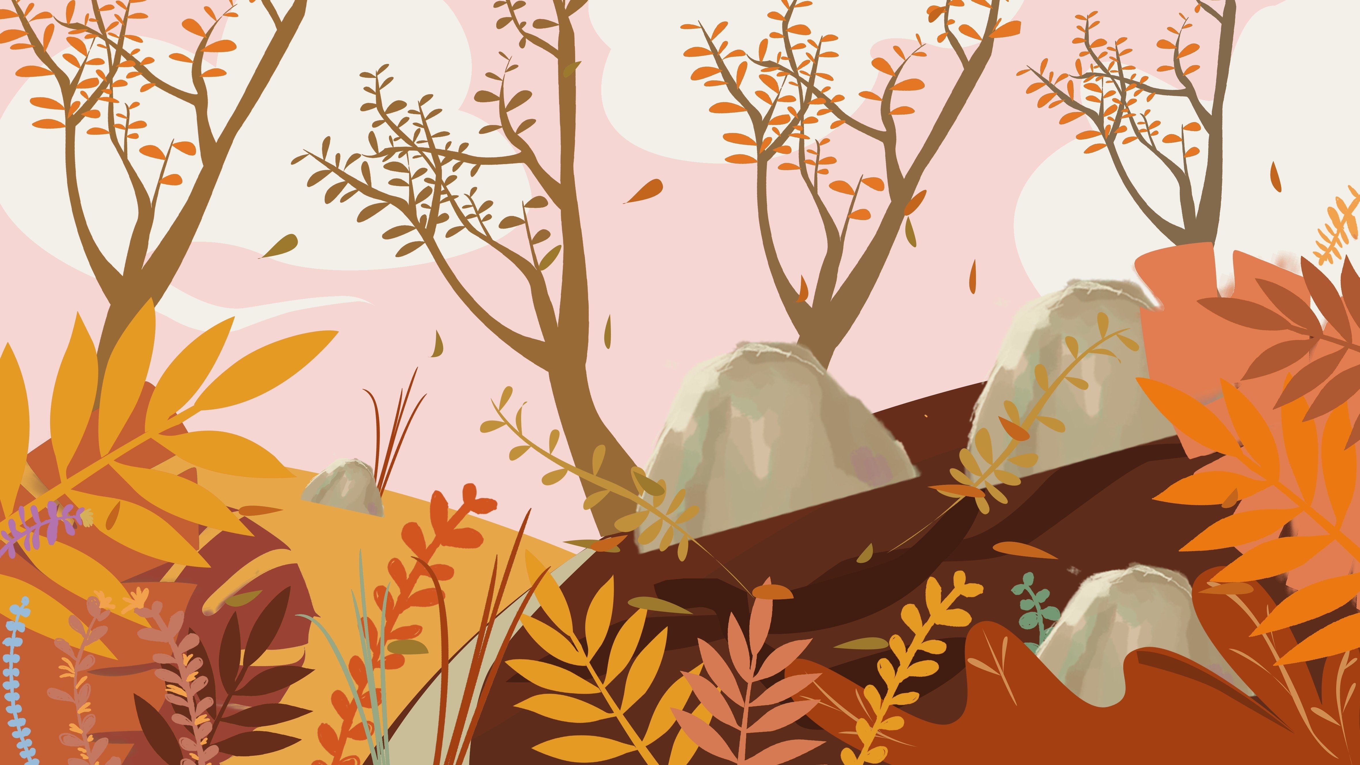 Учимся поэтапно рисовать осенний лес с ребенком (+ раскраска)