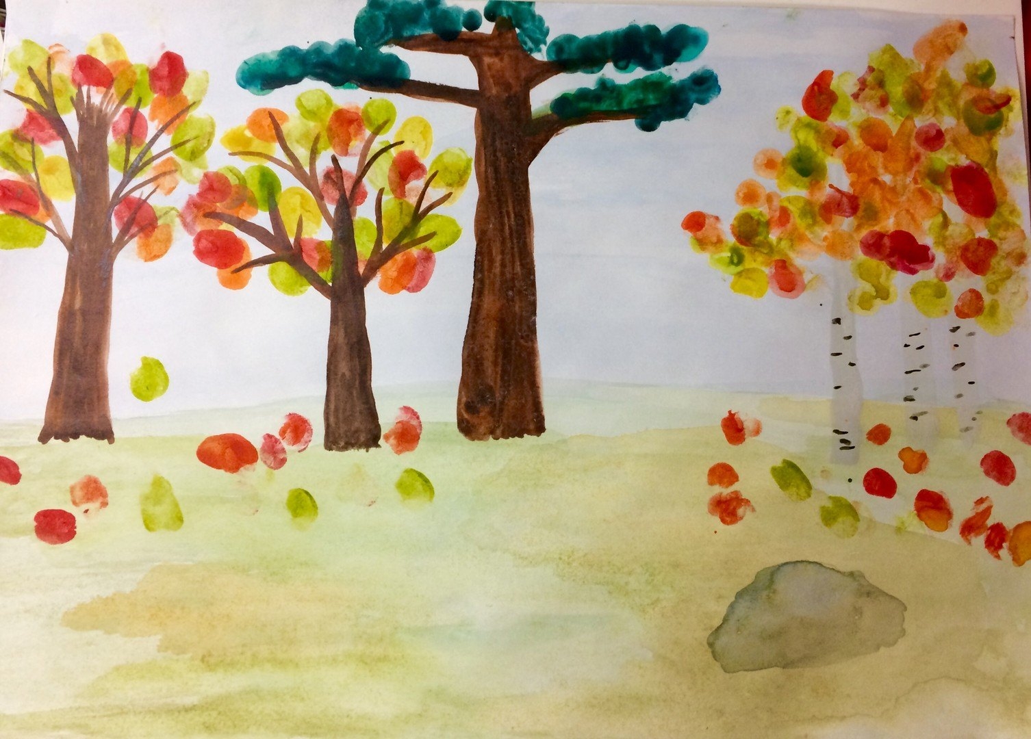 Детский рисунок на тему осень