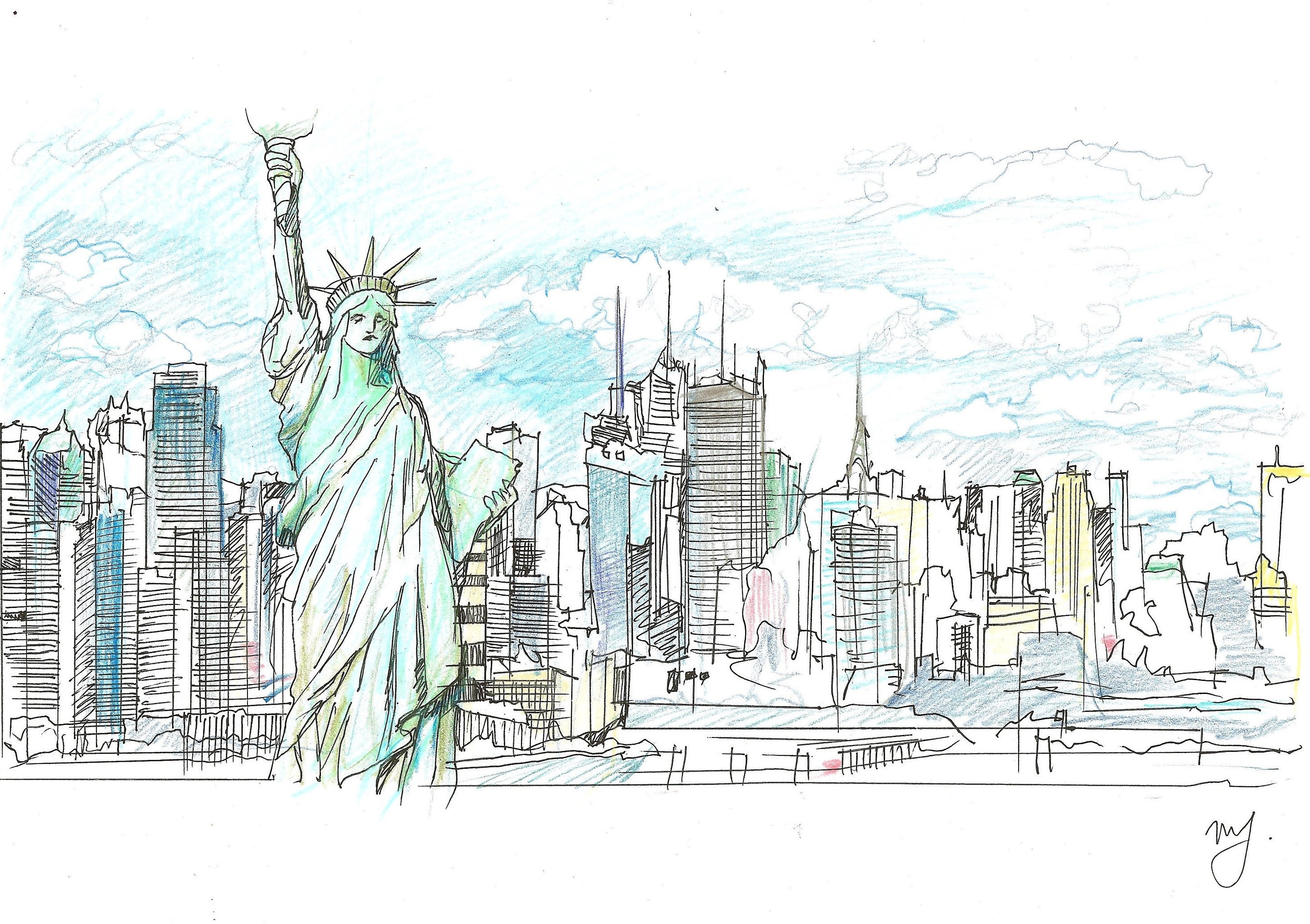 Статуя свободы Нью-Йорк рисунок