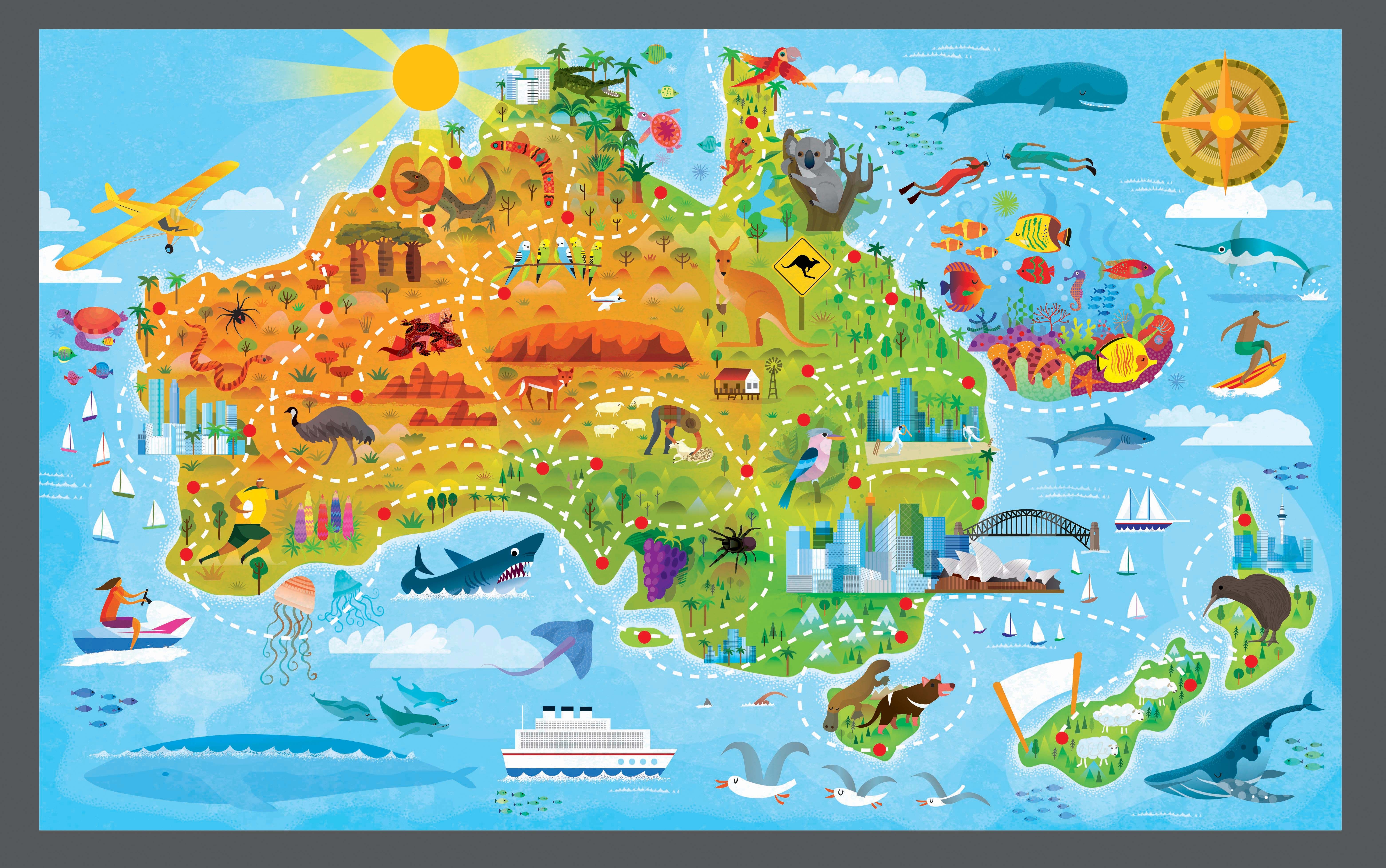 Детская карта Австралии
