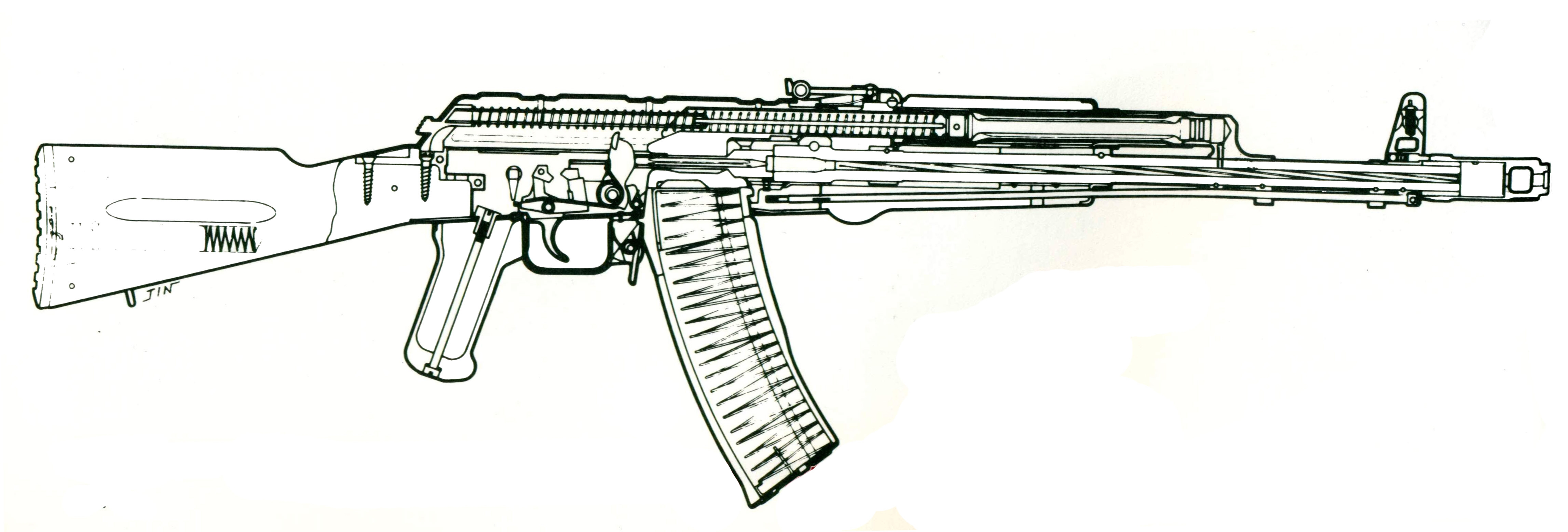 Разобранный автомат рисунок