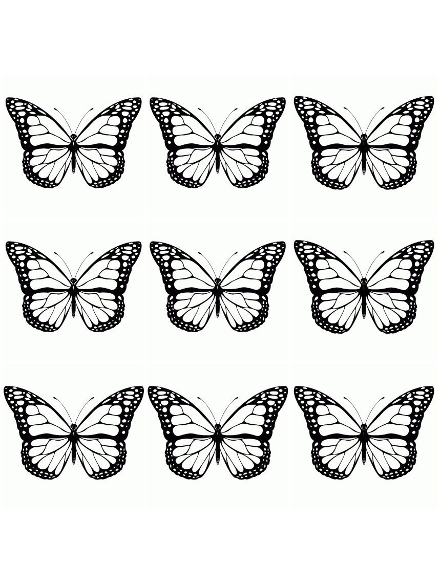 Бабочки чёрно белые для распечатки одинаковые