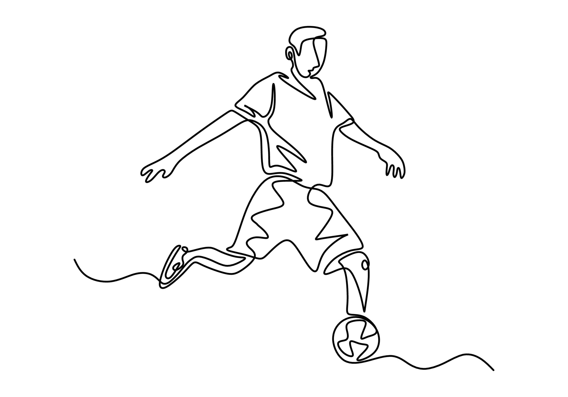 Рисунок одной линией футбол