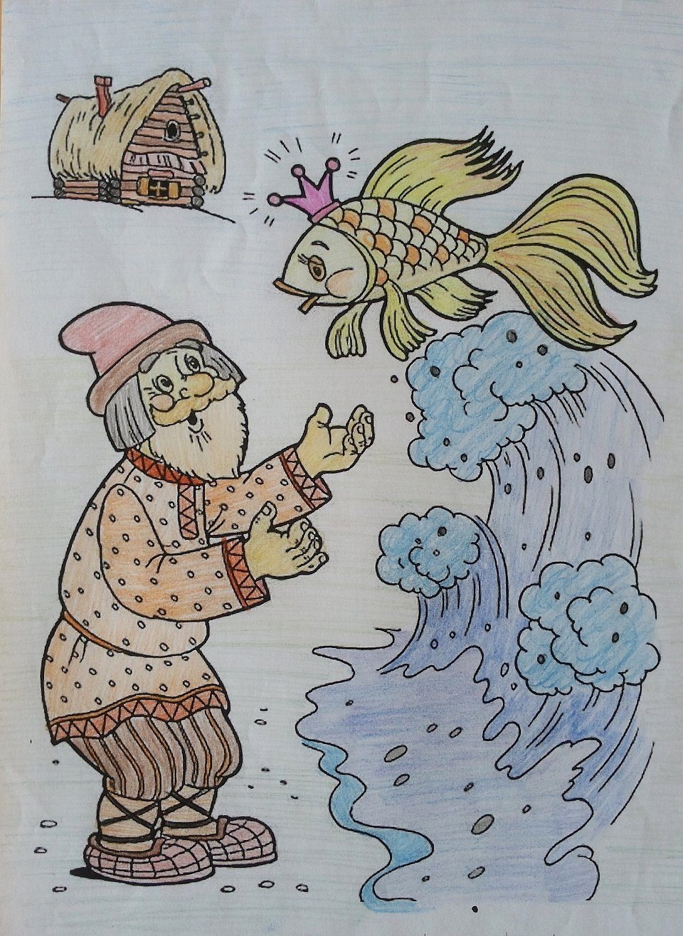 Сказка о рыбаке и рыбке рисунок
