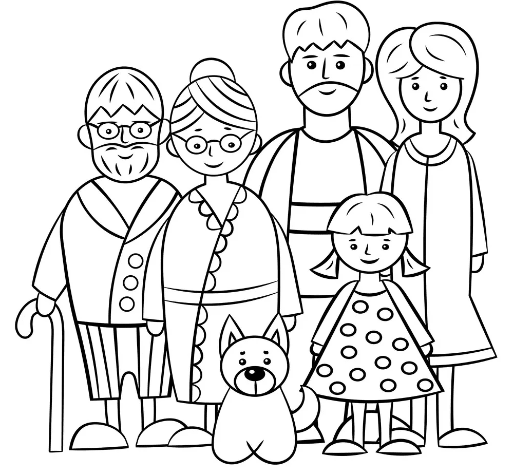 Раскраска семья из 5 человек