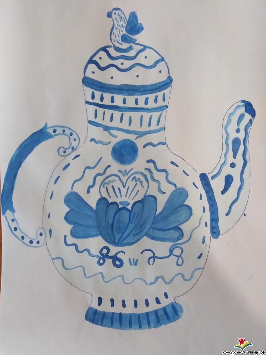 «Чайник рисунок гжель» — картинка создана в Шедевруме