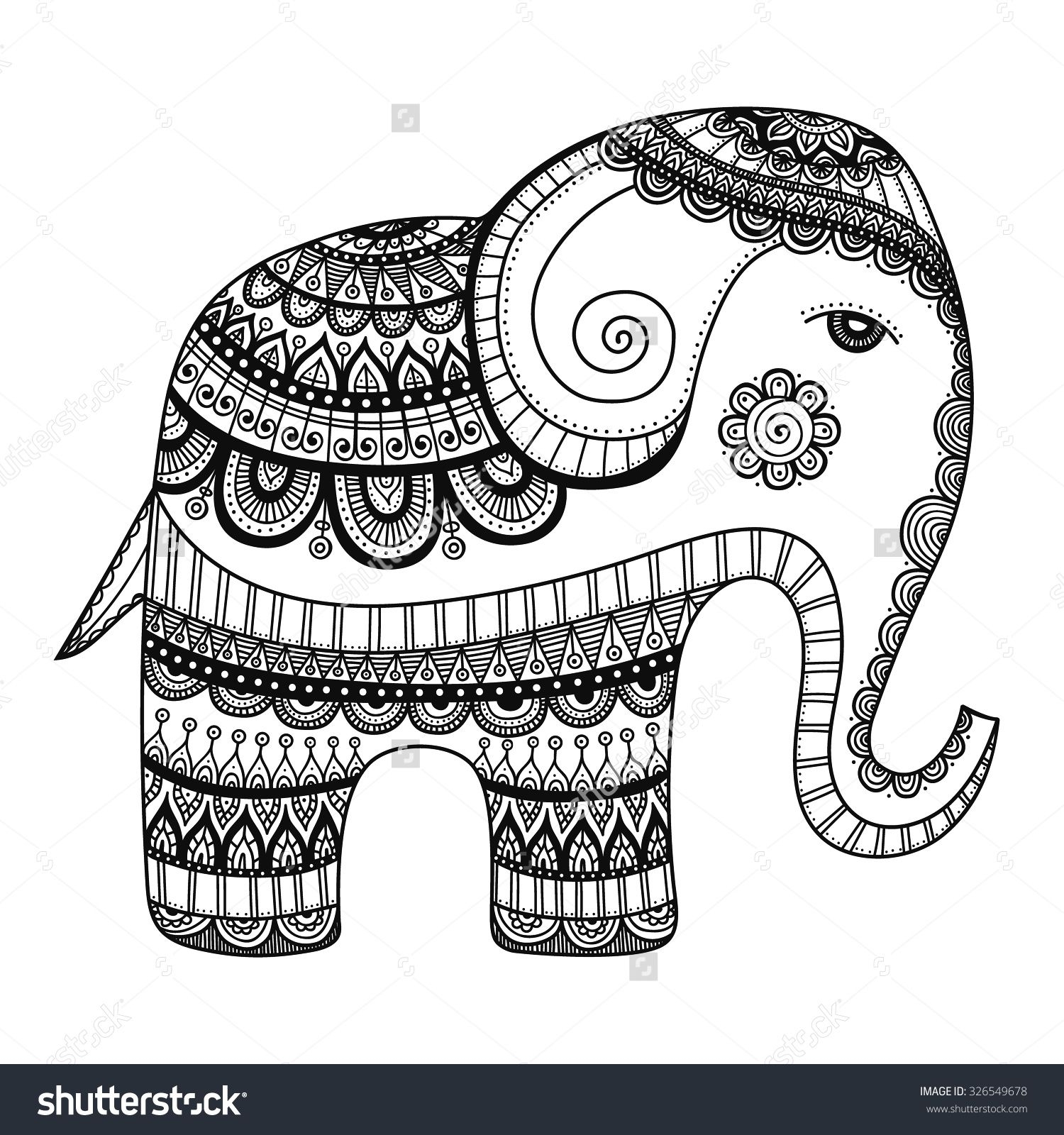 Слоны с индийскими узорами