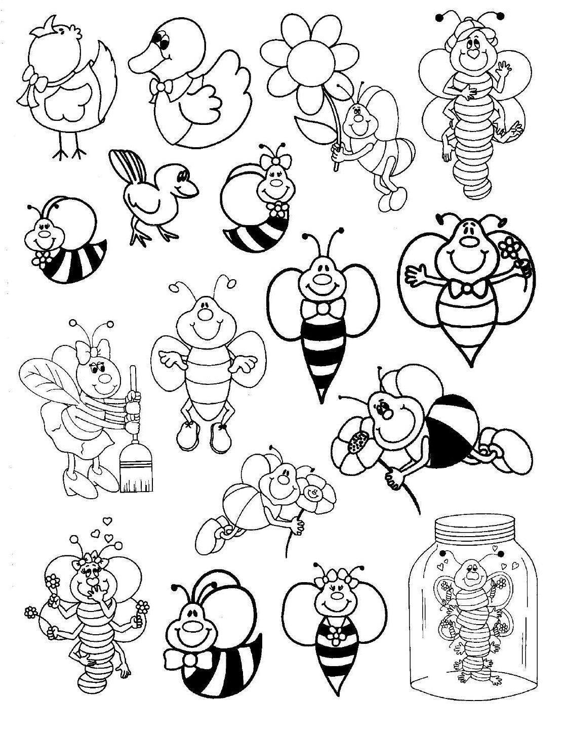 Много пчелок раскраска для малышей