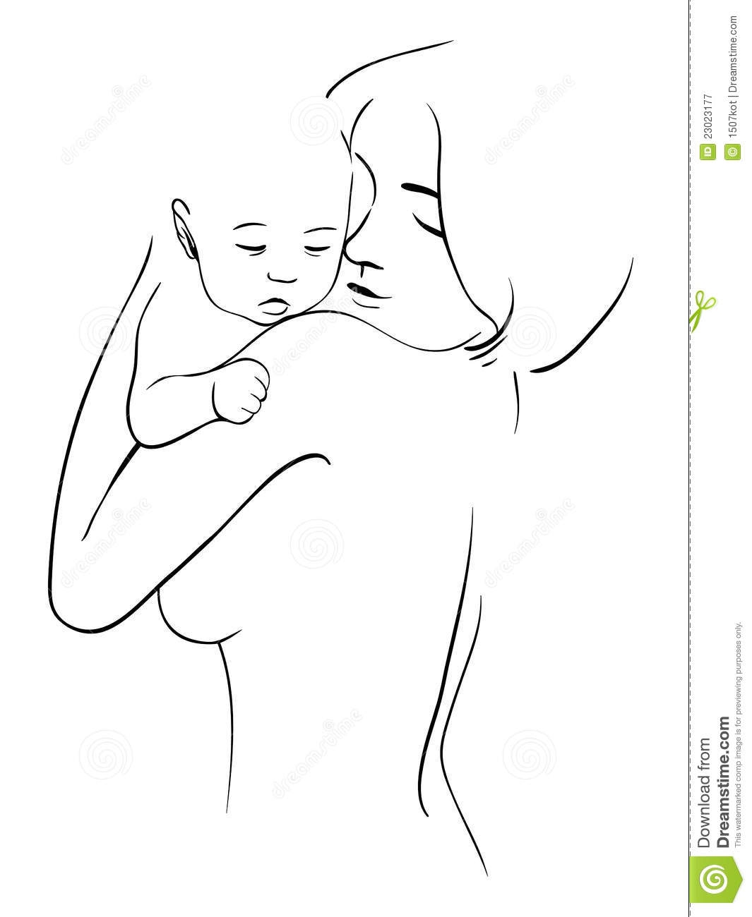 Женщина с ребёнком рисунок линиями