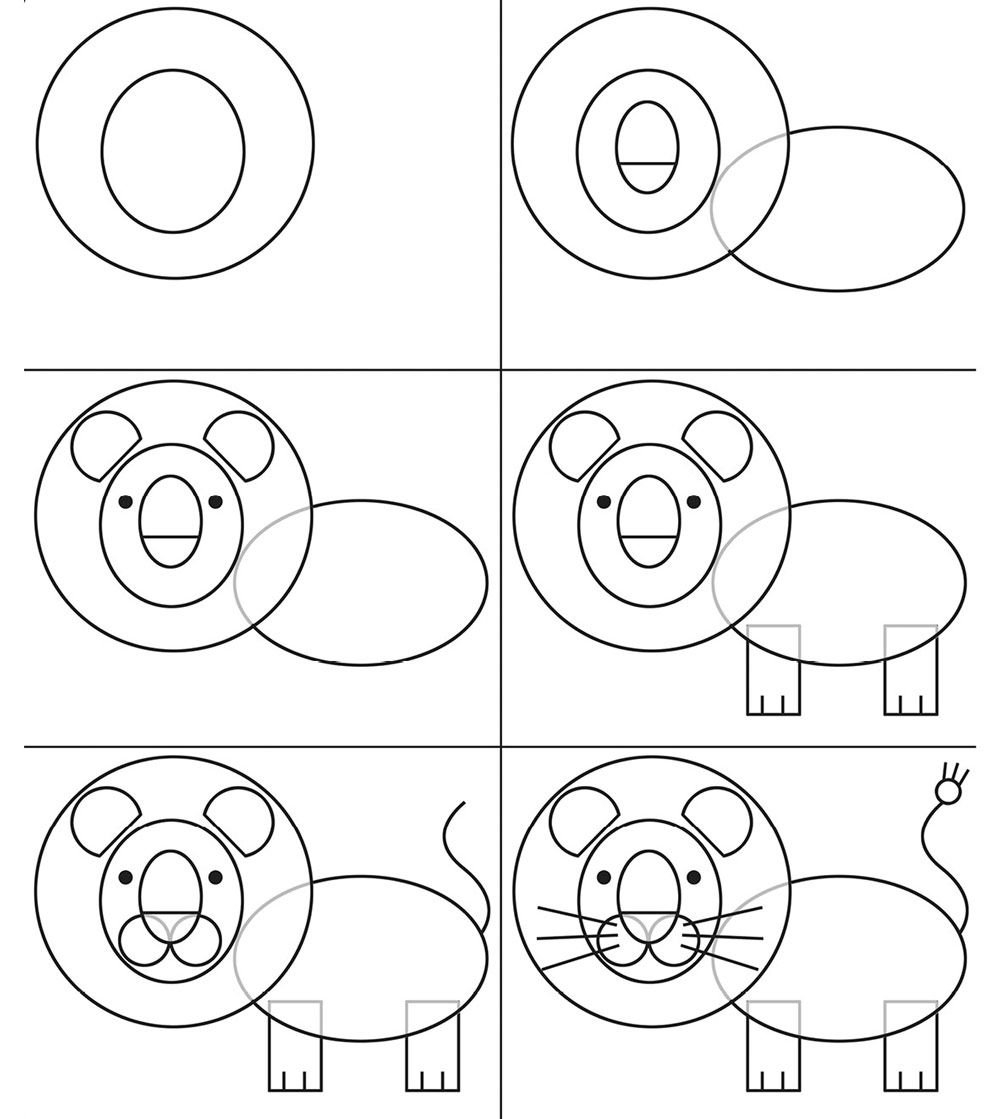 Схема рисования Льва для детей