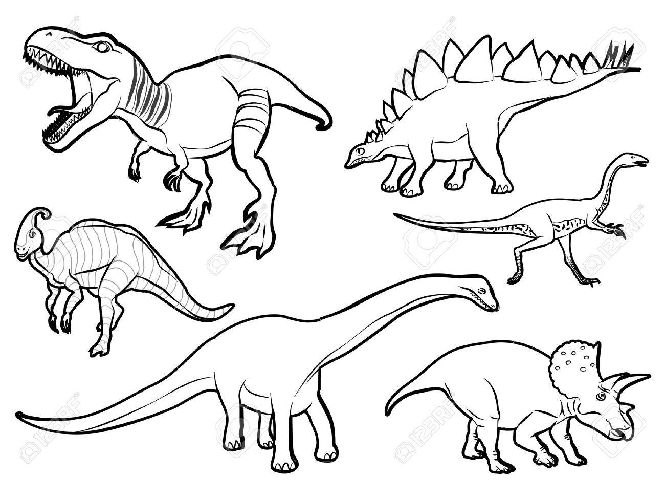 Контуры всех динозавров