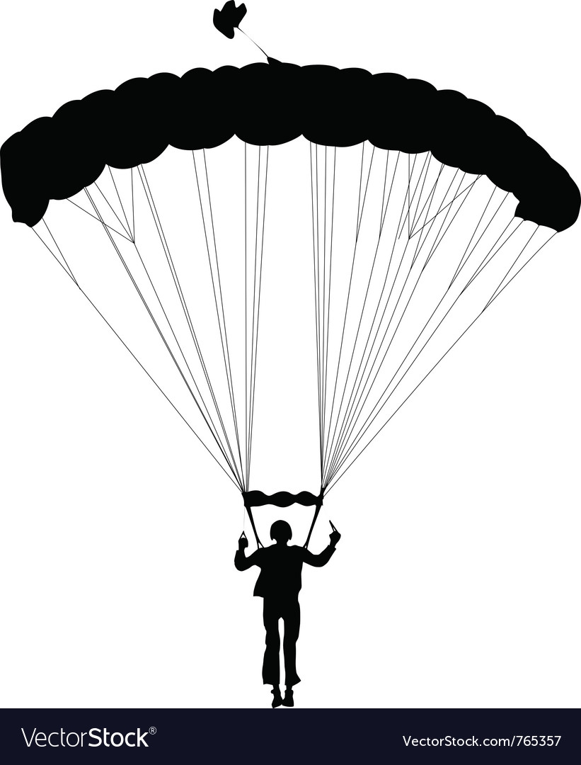 Десантник с парашютом вектор