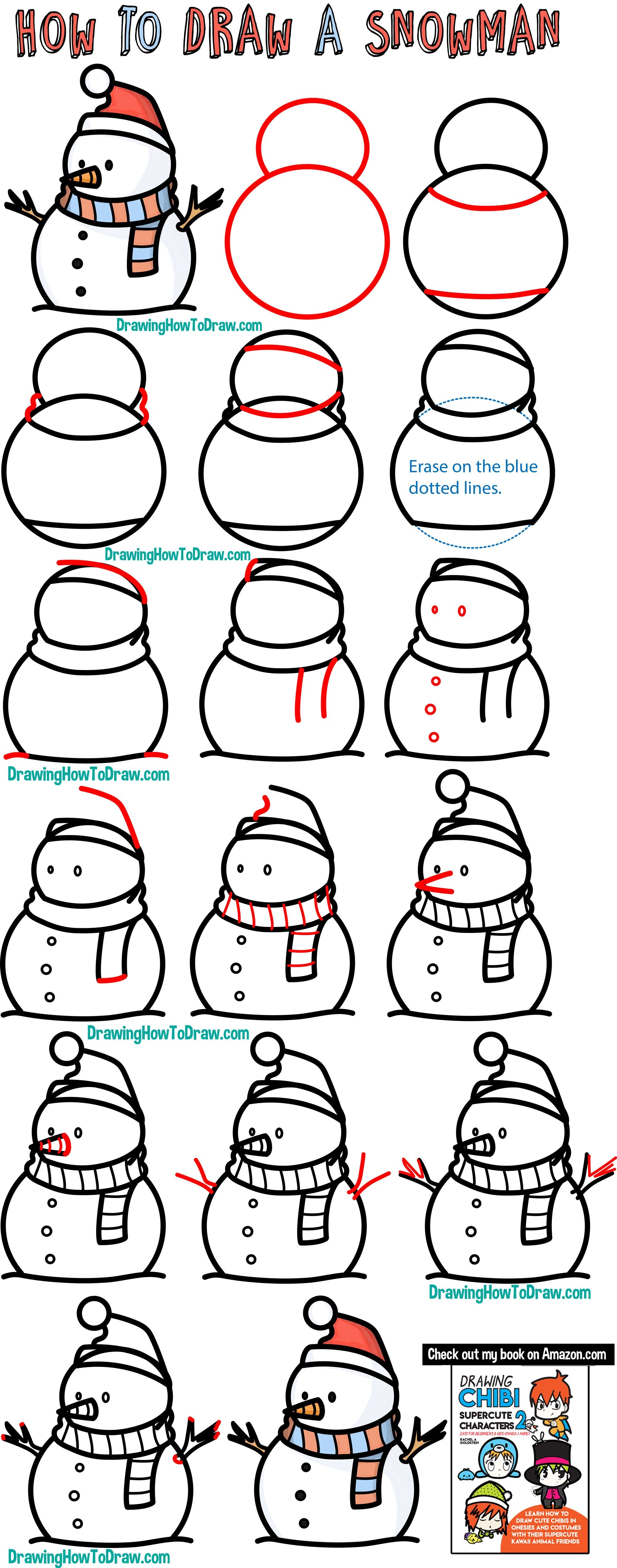 Схема рисования снеговика