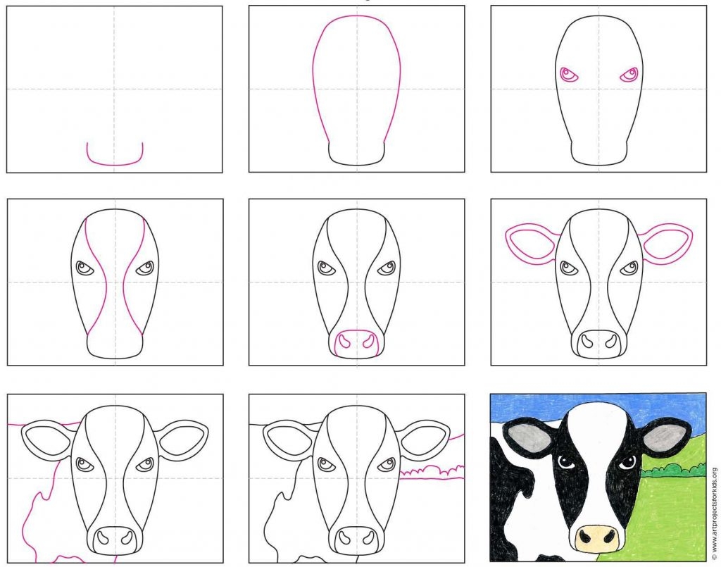Голова коровы рисунок карандашом