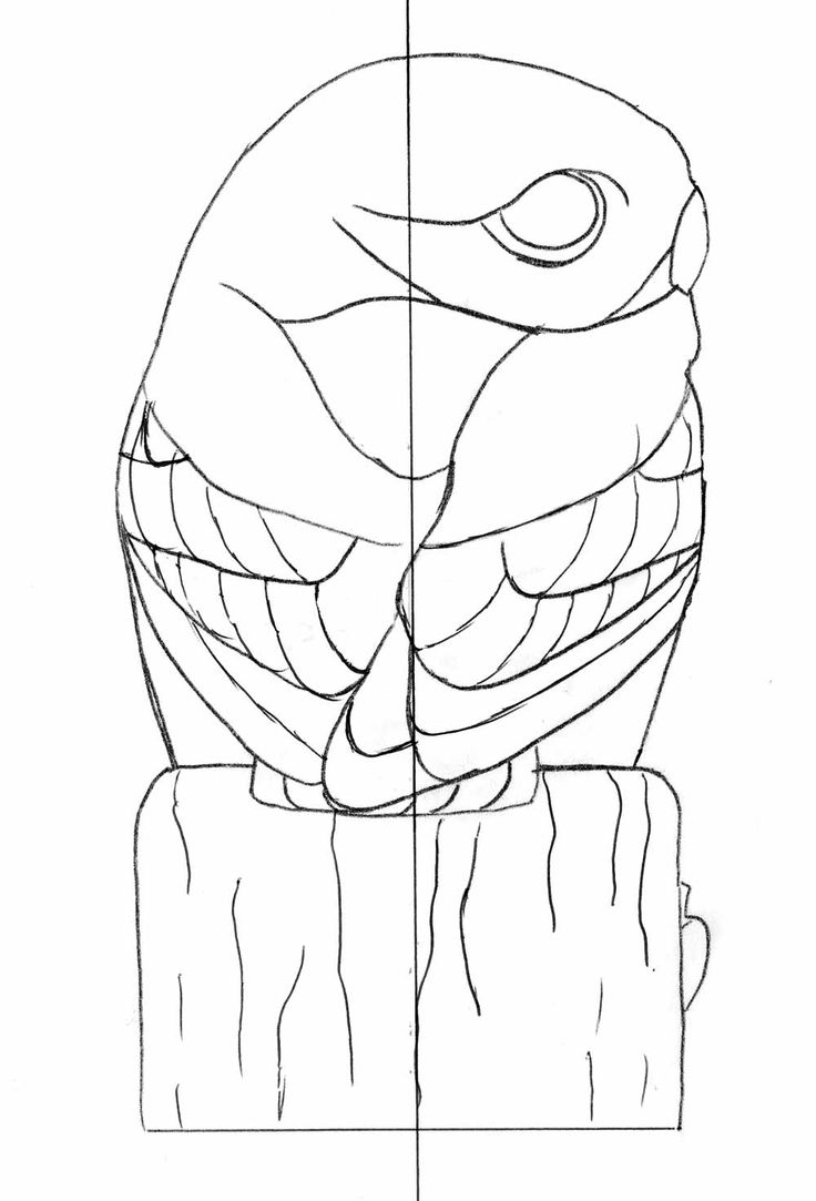 Эскиз Совы для резьбы по дереву