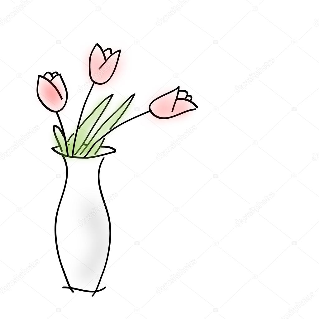 Тюльпаны в вазе поэтапное рисование