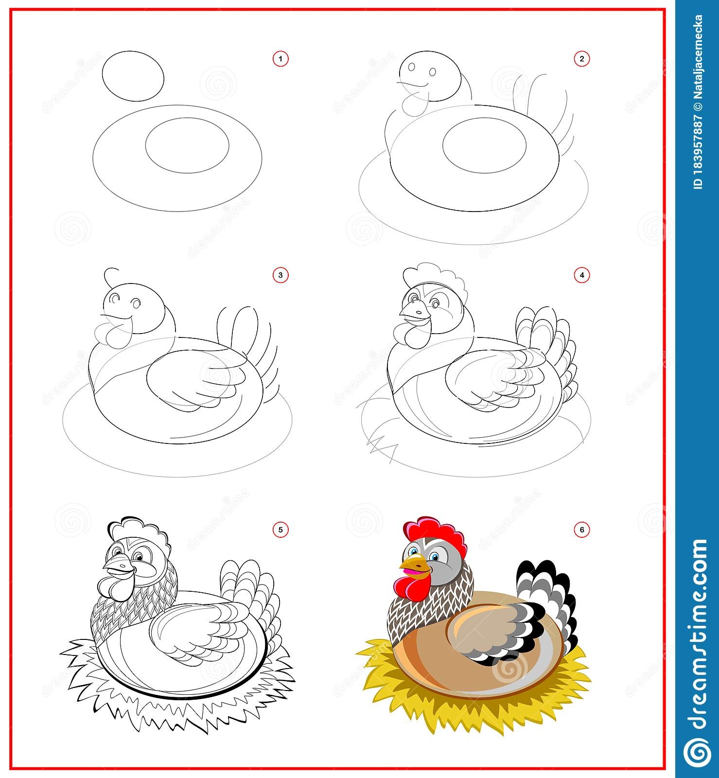 Как нарисовать сидящую курицу