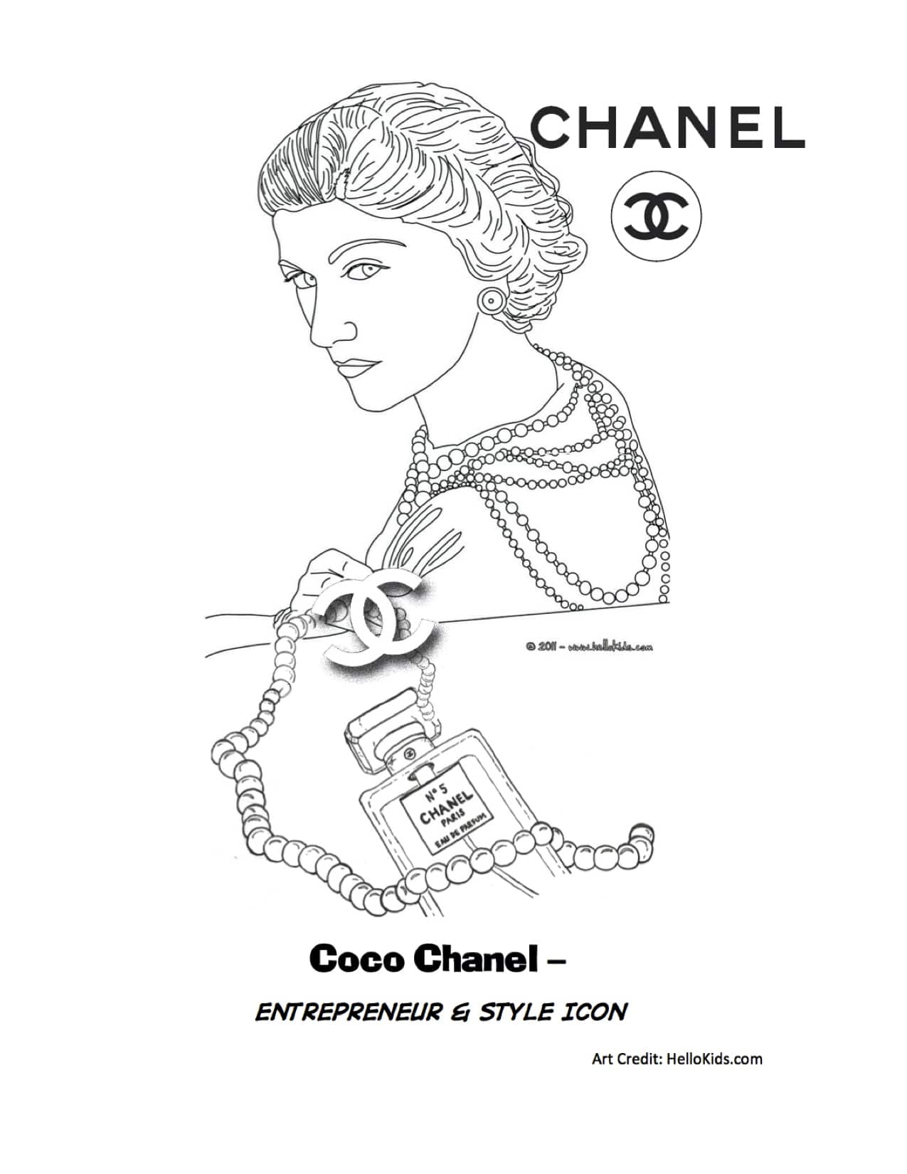 Коко Шанель раскраска