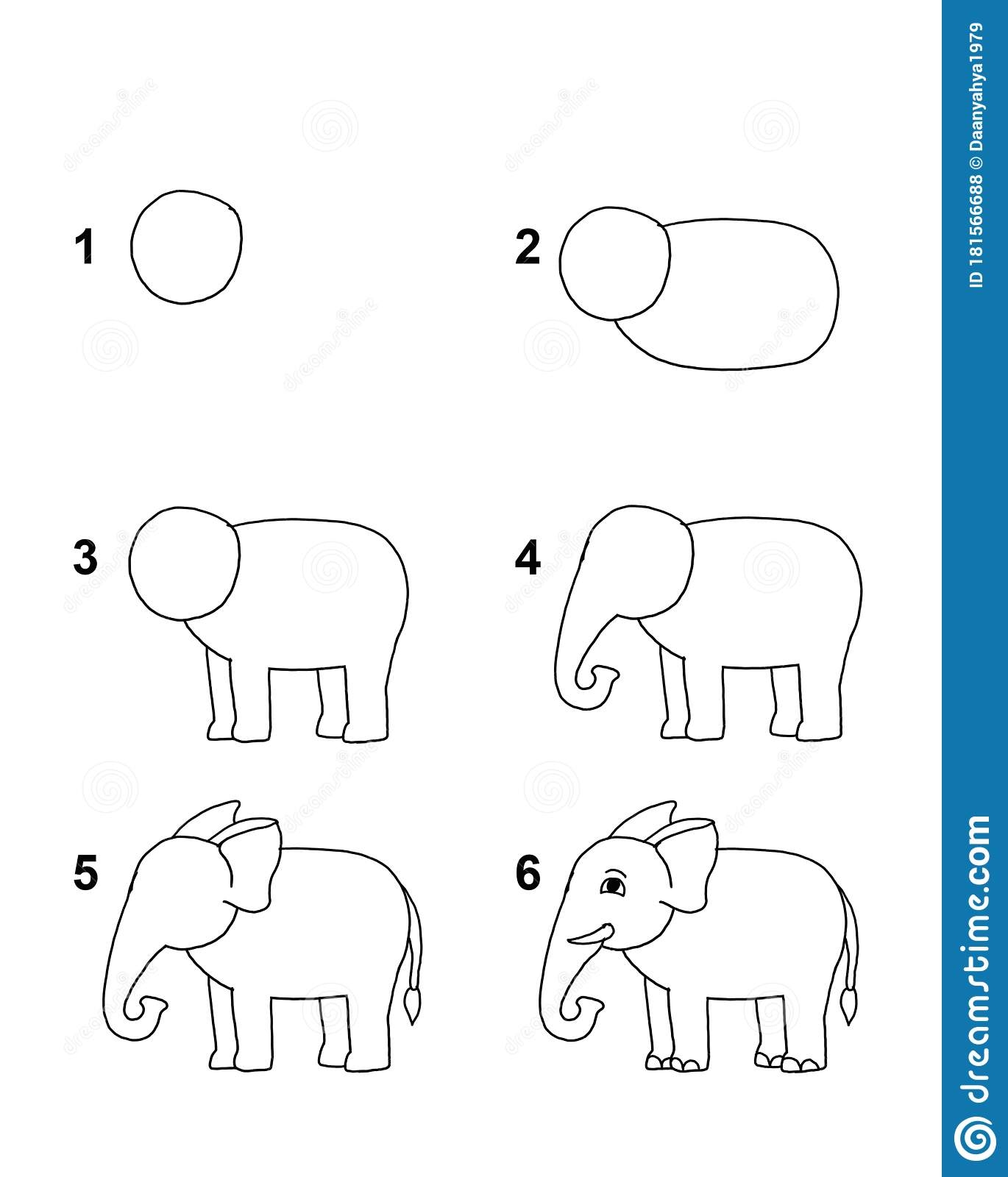 Поэтапное рисование слона 1 класс