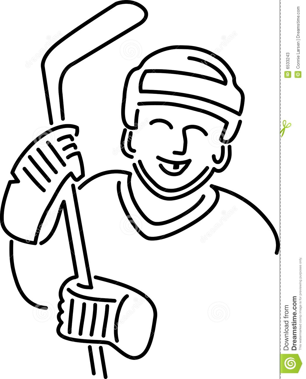 Хоккеист контурный рисунок