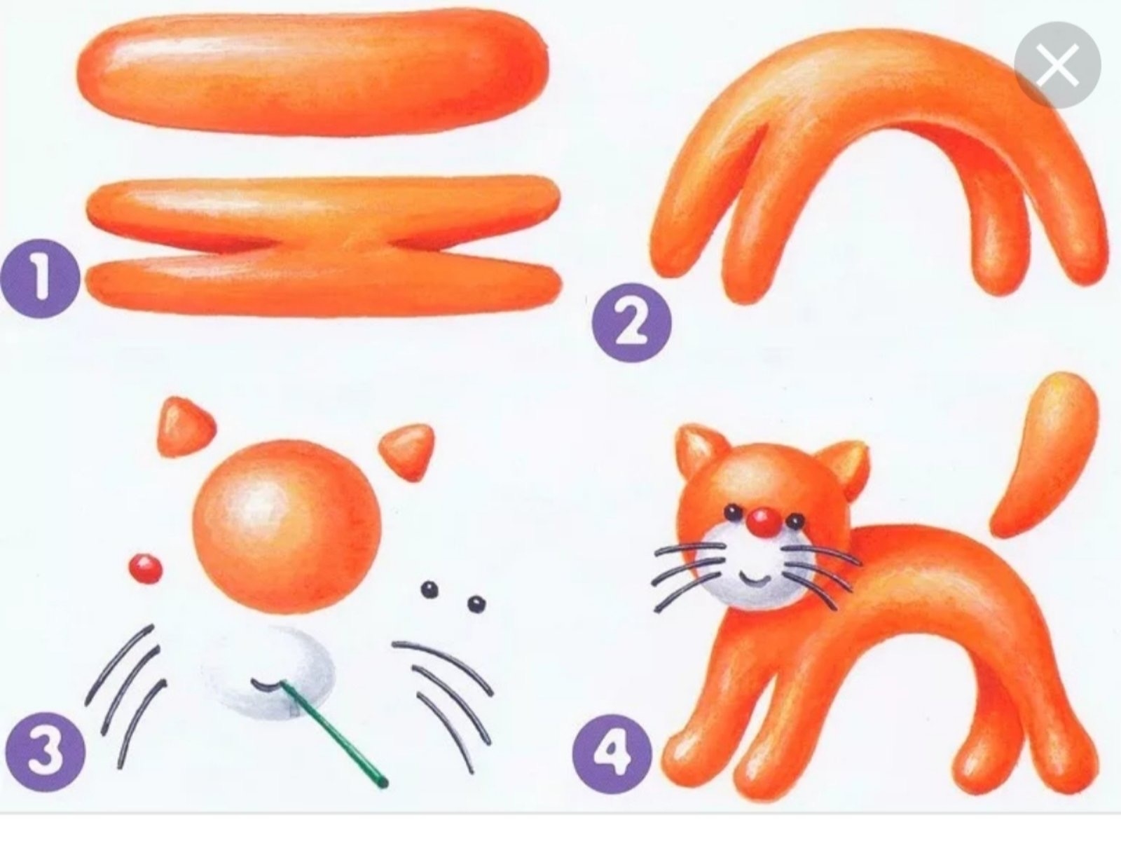 Схема лепки животных из пластилина для дошкольников