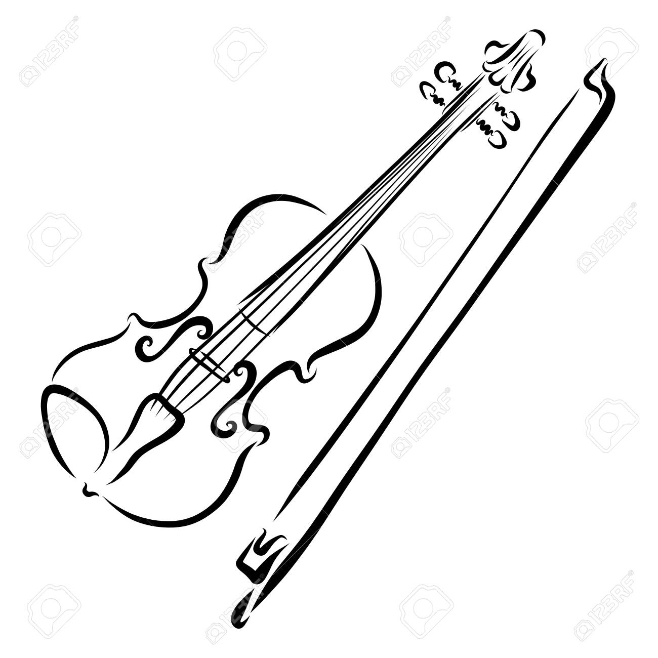 Контур скрипки со смычком