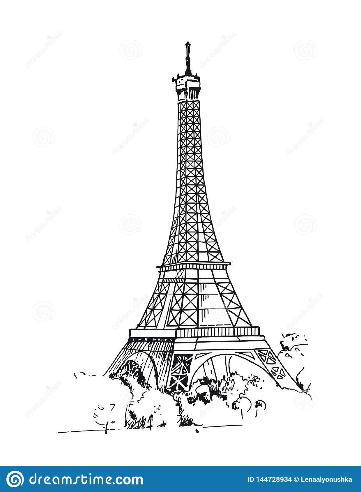 Разломанная Парижская башня эскиз