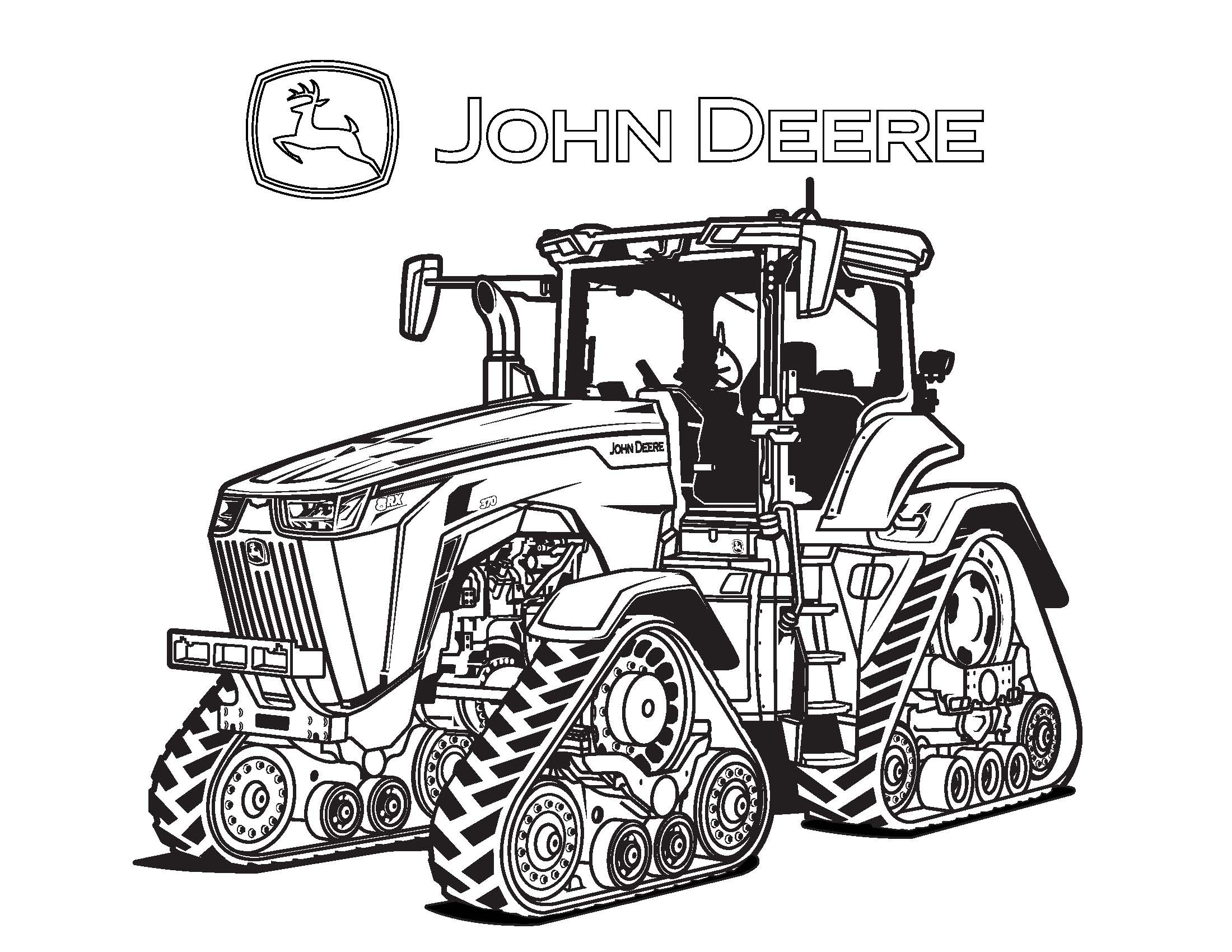 Раскраска трактор John Deere