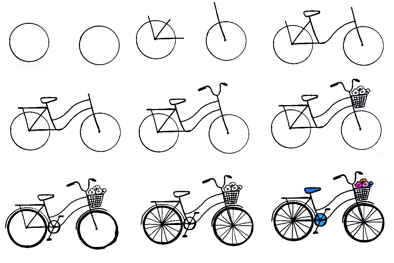 Велосипед рисунок для детей карандашом