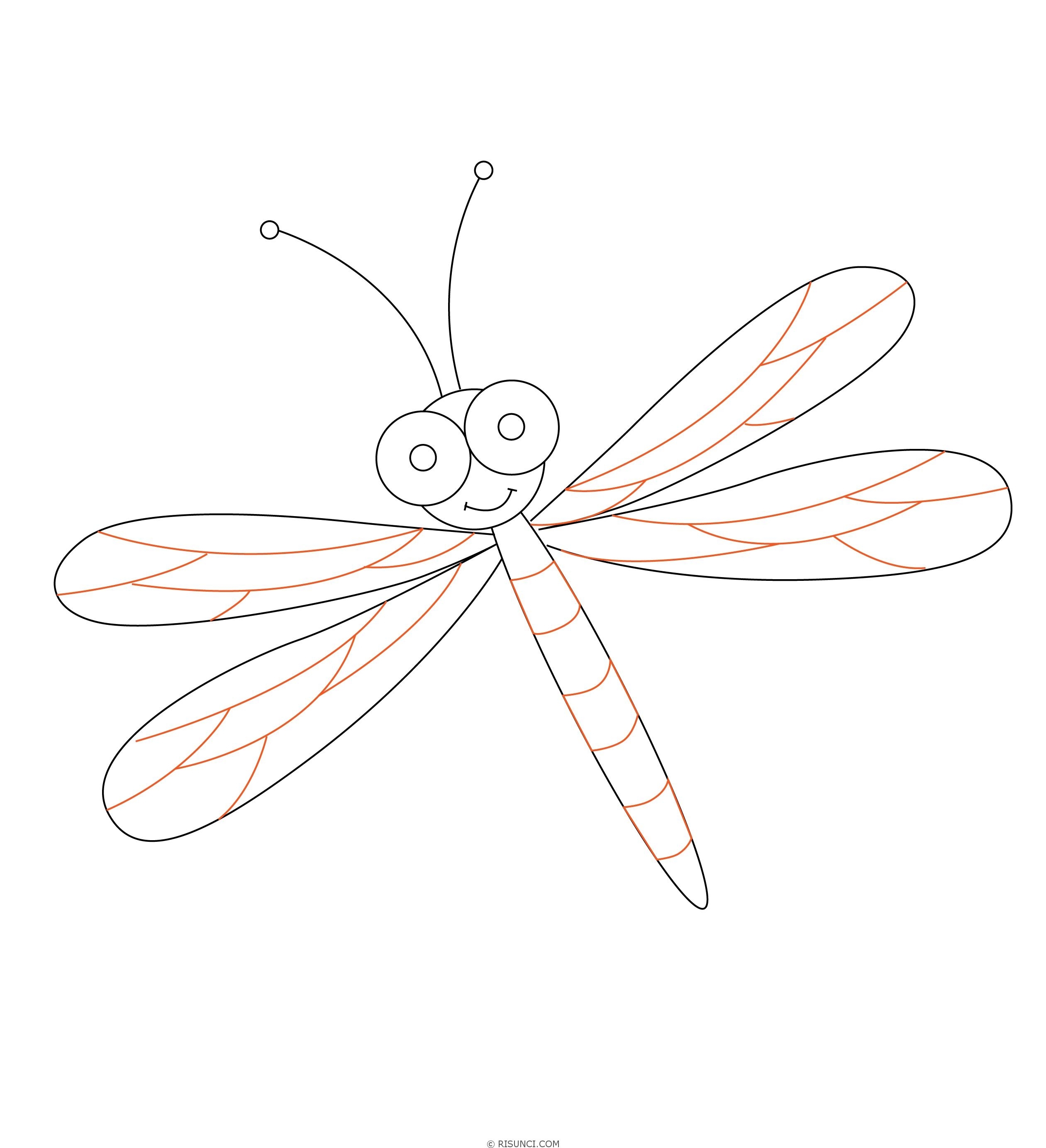 Как нарисовать стрекозу поэтапно карандашом для начинающих — Пошаговые уроки рисования