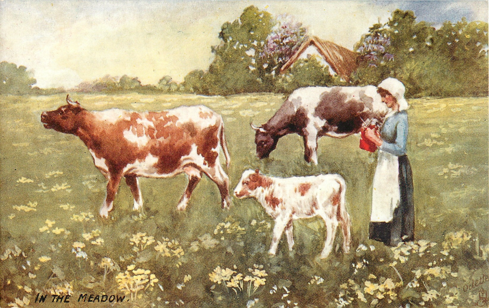 Картина доярка и корова