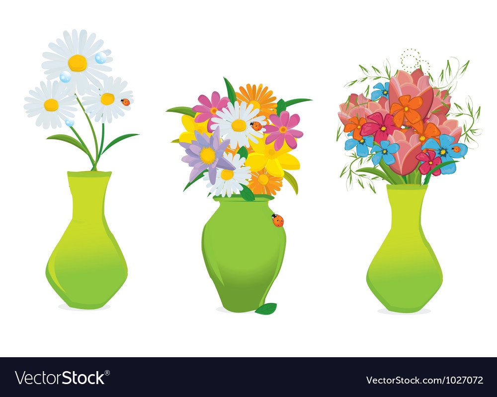 Цветочная ваза рисунок в цвете