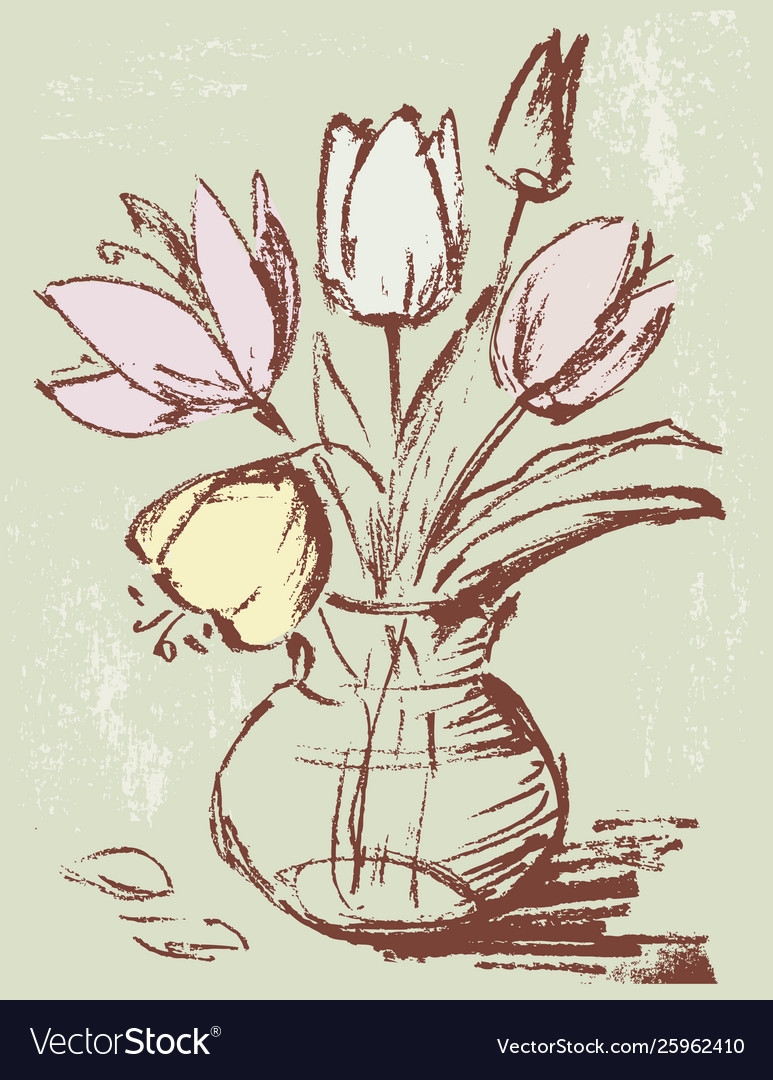 Набросок цветов вазы