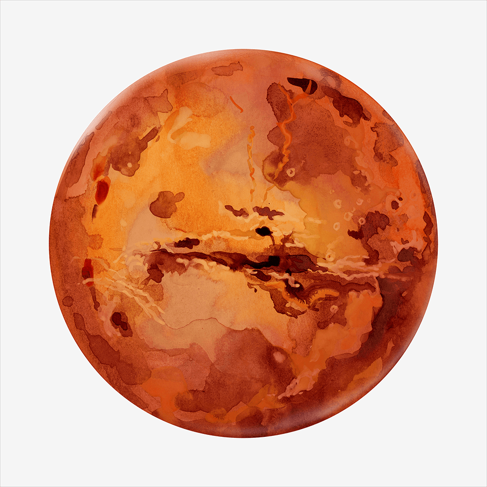 Марс Планета акварель